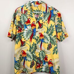 Vintage Aloha Republic Parrot Print Short Sleeve Button Down Hawaiian Shirt L